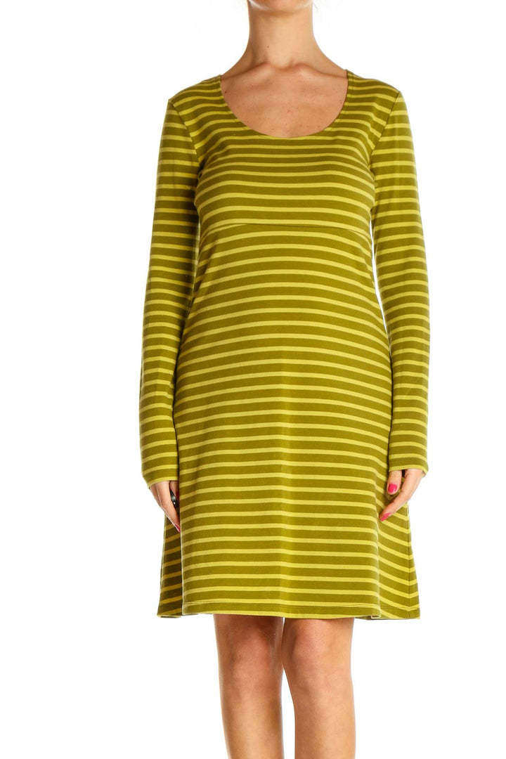 Green Striped Day Shift Dress