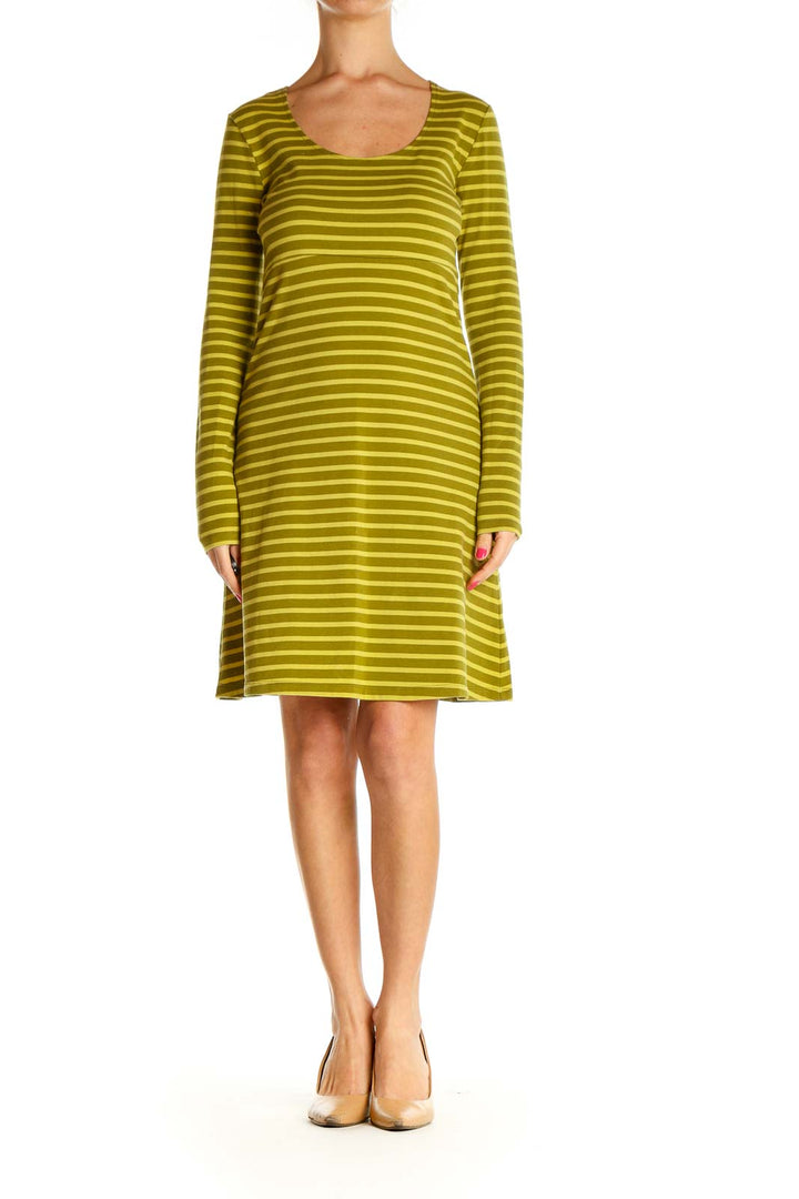 Green Striped Day Shift Dress