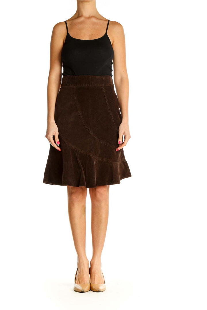 Brown Textured Chic Mermaid Skirt