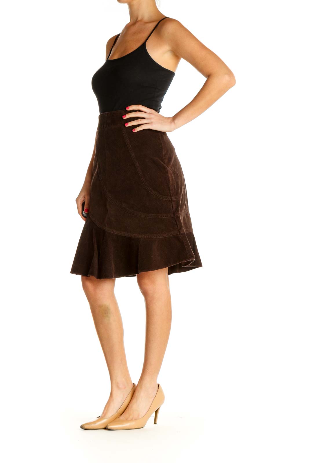 Brown Textured Chic Mermaid Skirt