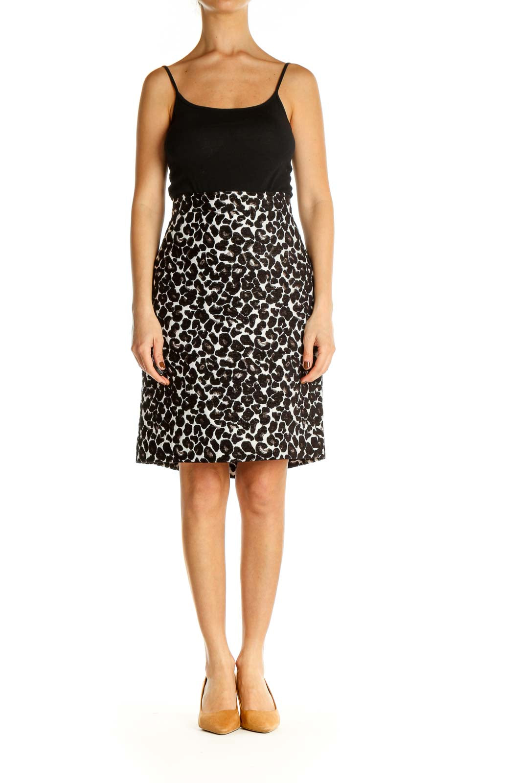 Black Printed Chic A-Line Skirt