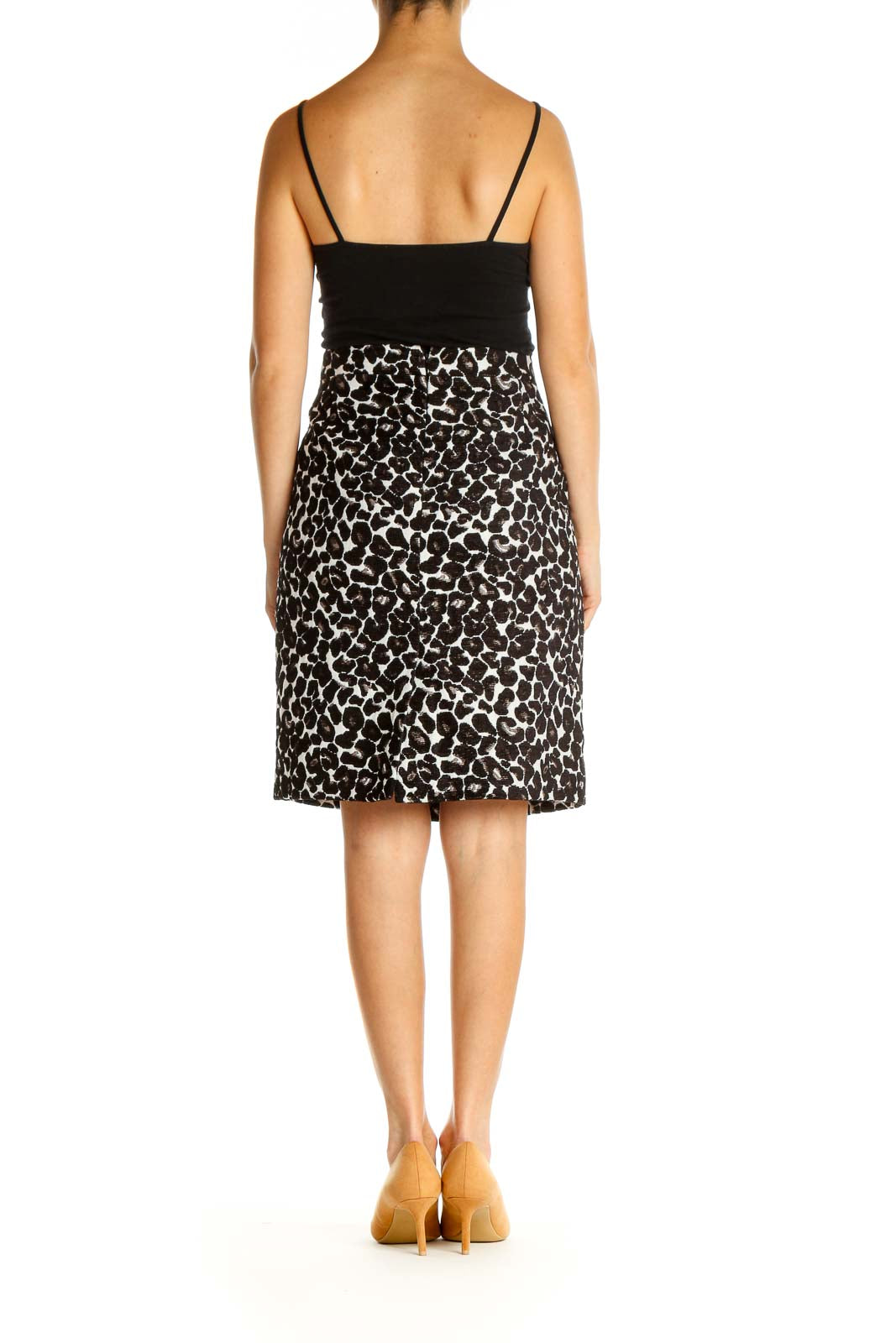 Black Printed Chic A-Line Skirt