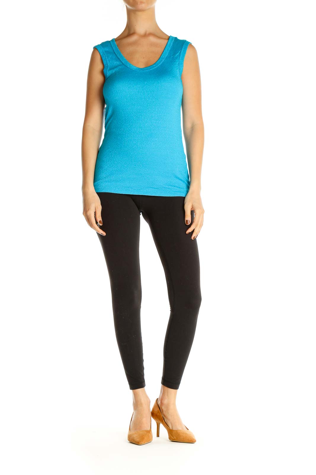 Blue Solid All Day Wear Tank Top