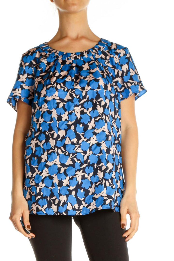 Blue Floral Print All Day Wear Blouse