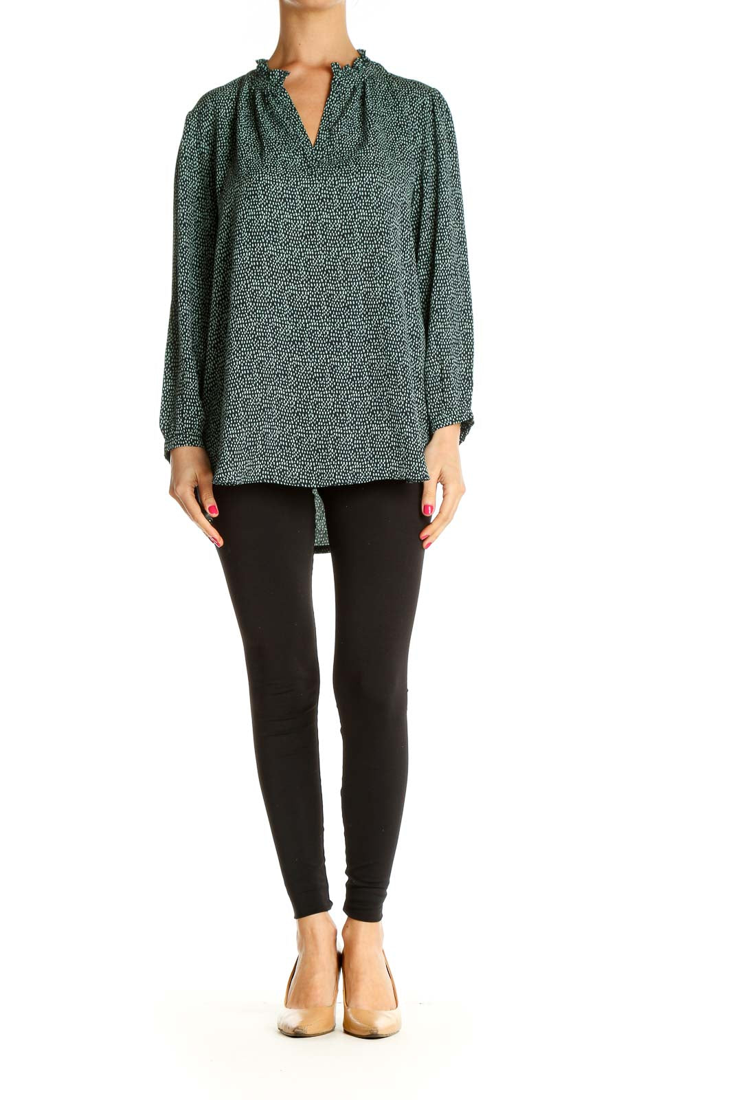 Green Textured All Day Wear Sweater