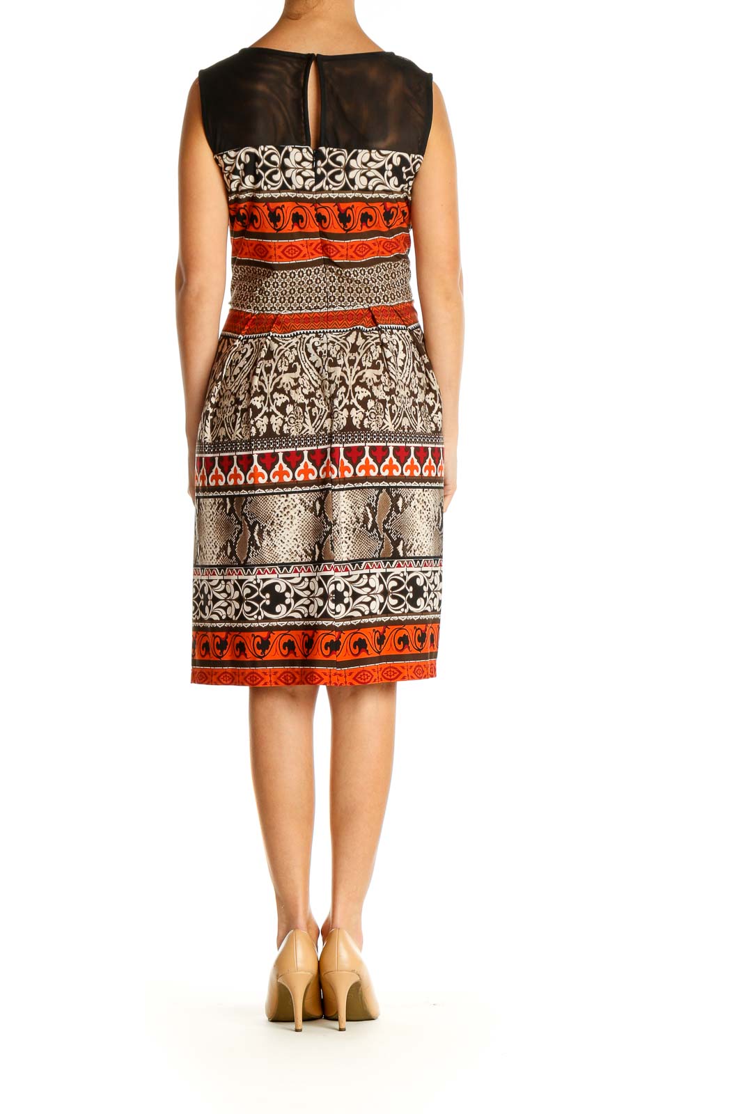 Brown Printed Day Fit & Flare Dress