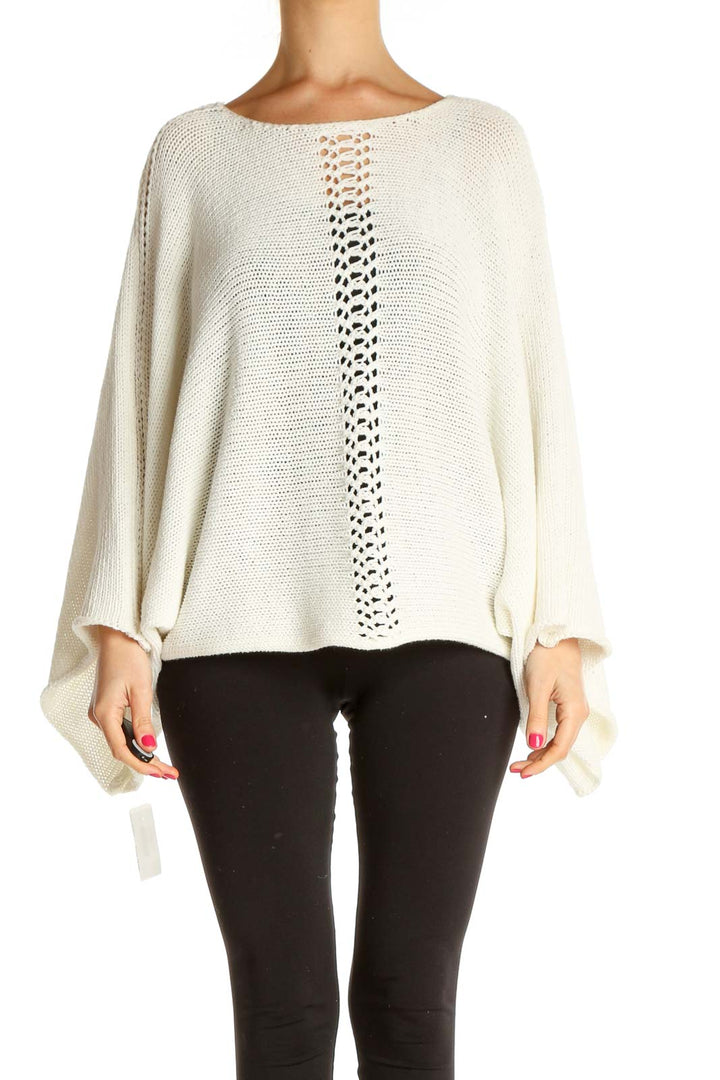 White Solid All Day Wear Sweater