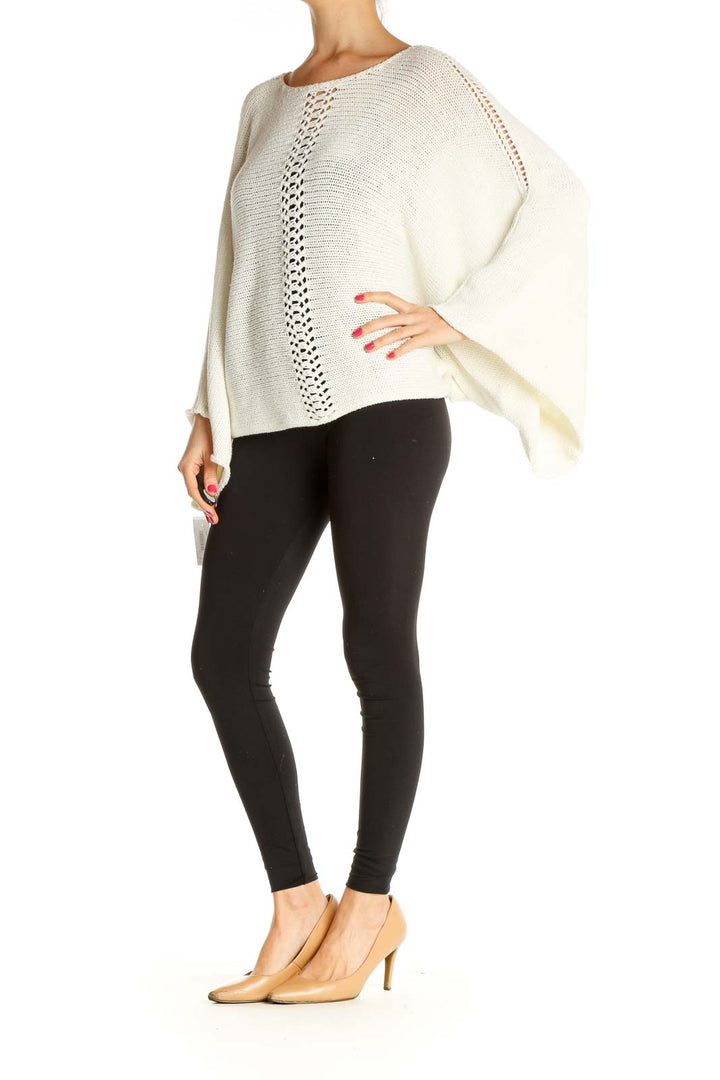 White Solid All Day Wear Sweater