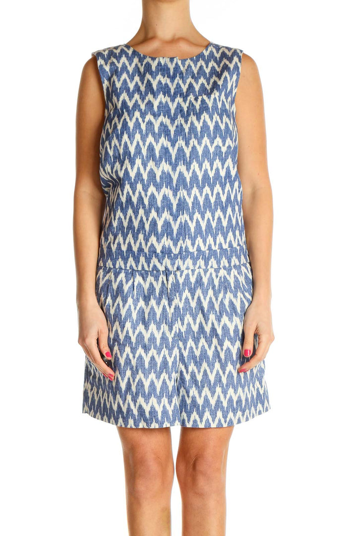 Blue Chevron Day A-Line Dress