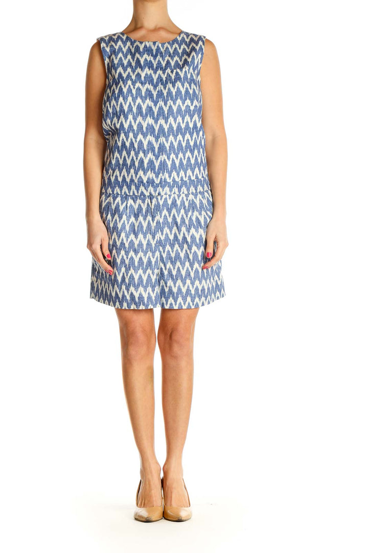 Blue Chevron Day A-Line Dress