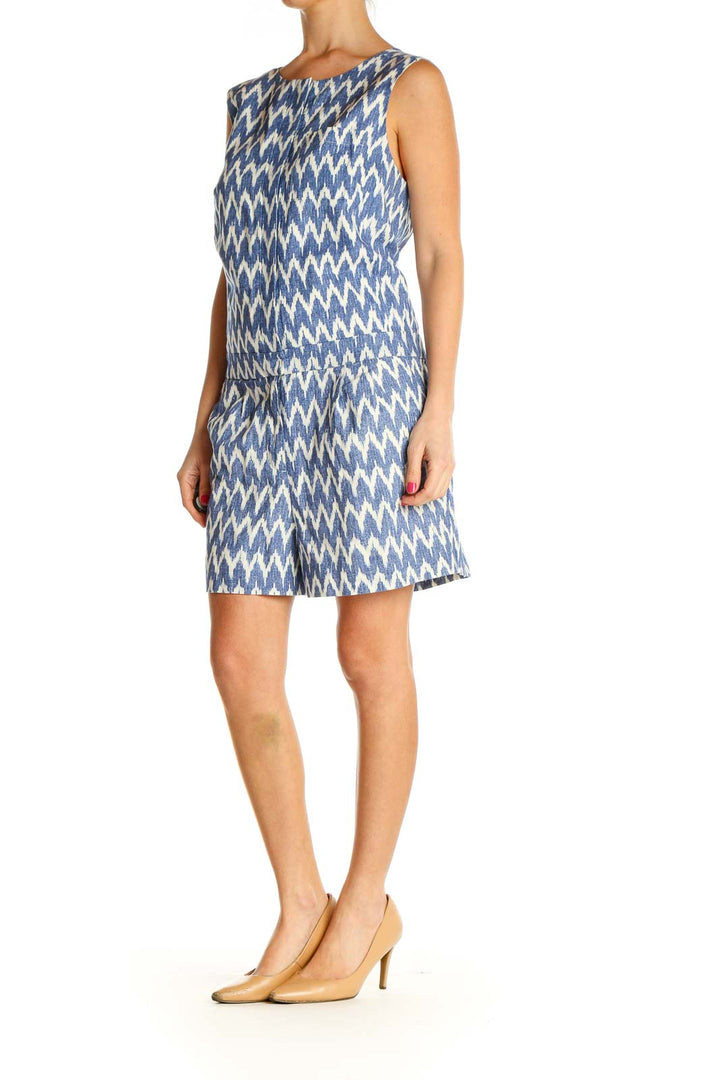 Blue Chevron Day A-Line Dress