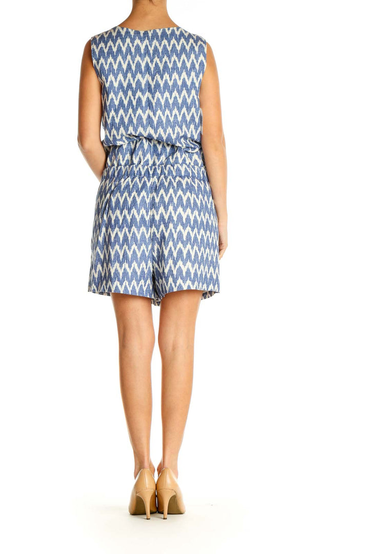 Blue Chevron Day A-Line Dress