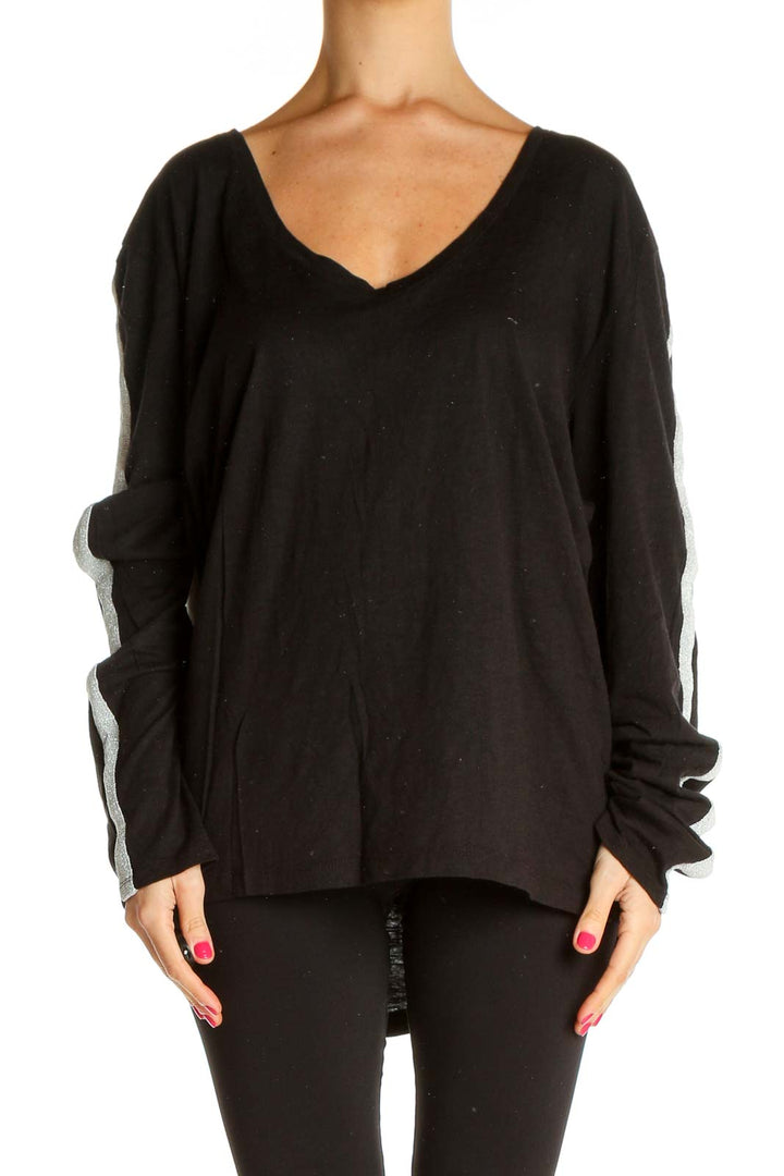 Black Solid All Day Wear Sweater