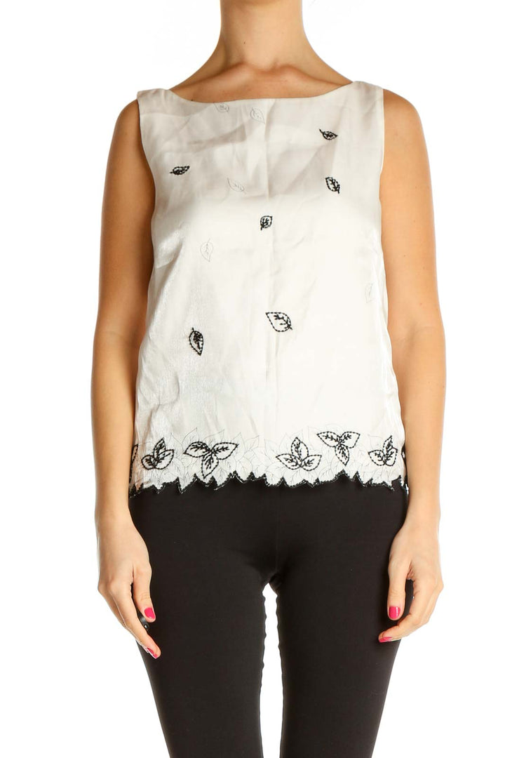 White Embroidered Sleeveless Blouse