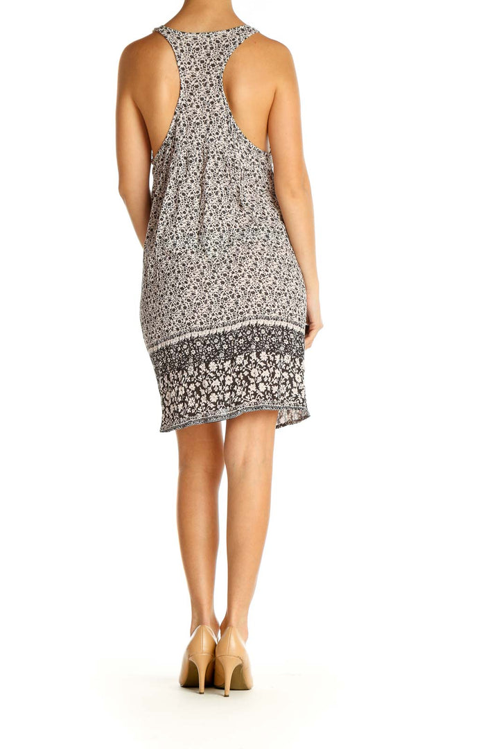 Beige Object Print Holiday A-Line Dress