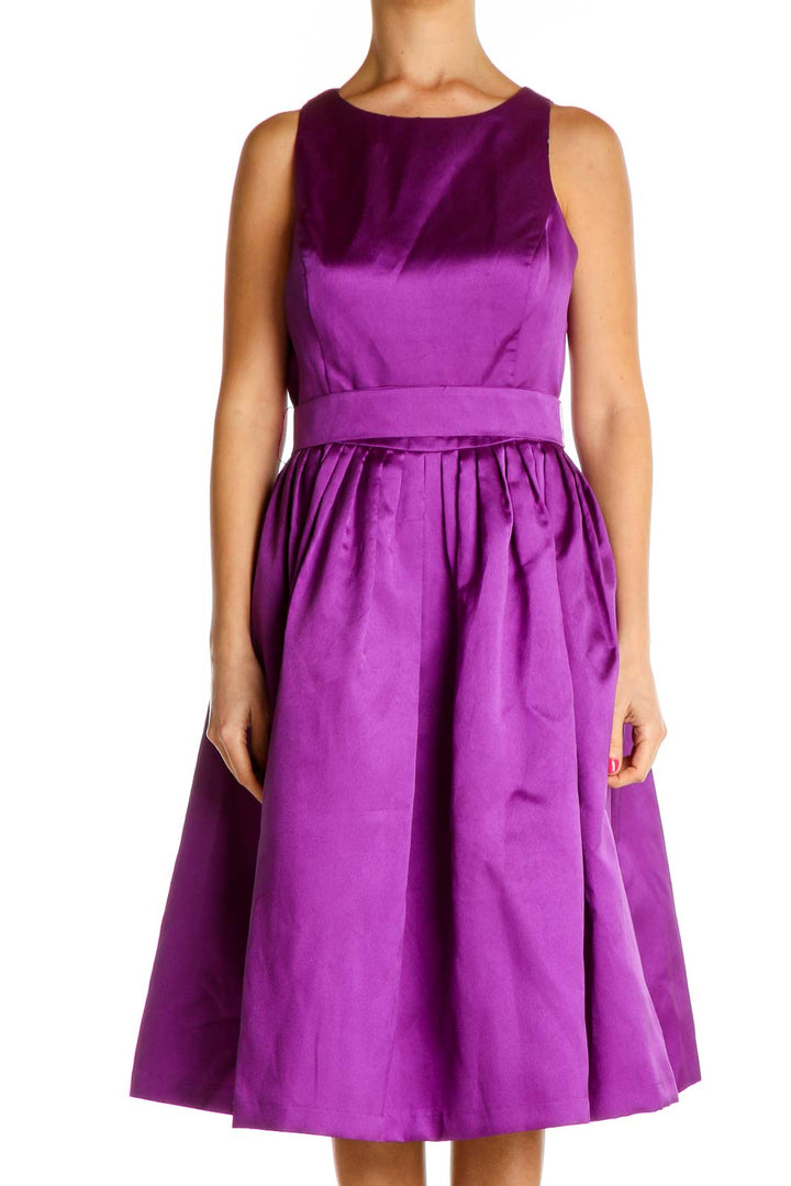 Purple Solid Day Fit & Flare Dress