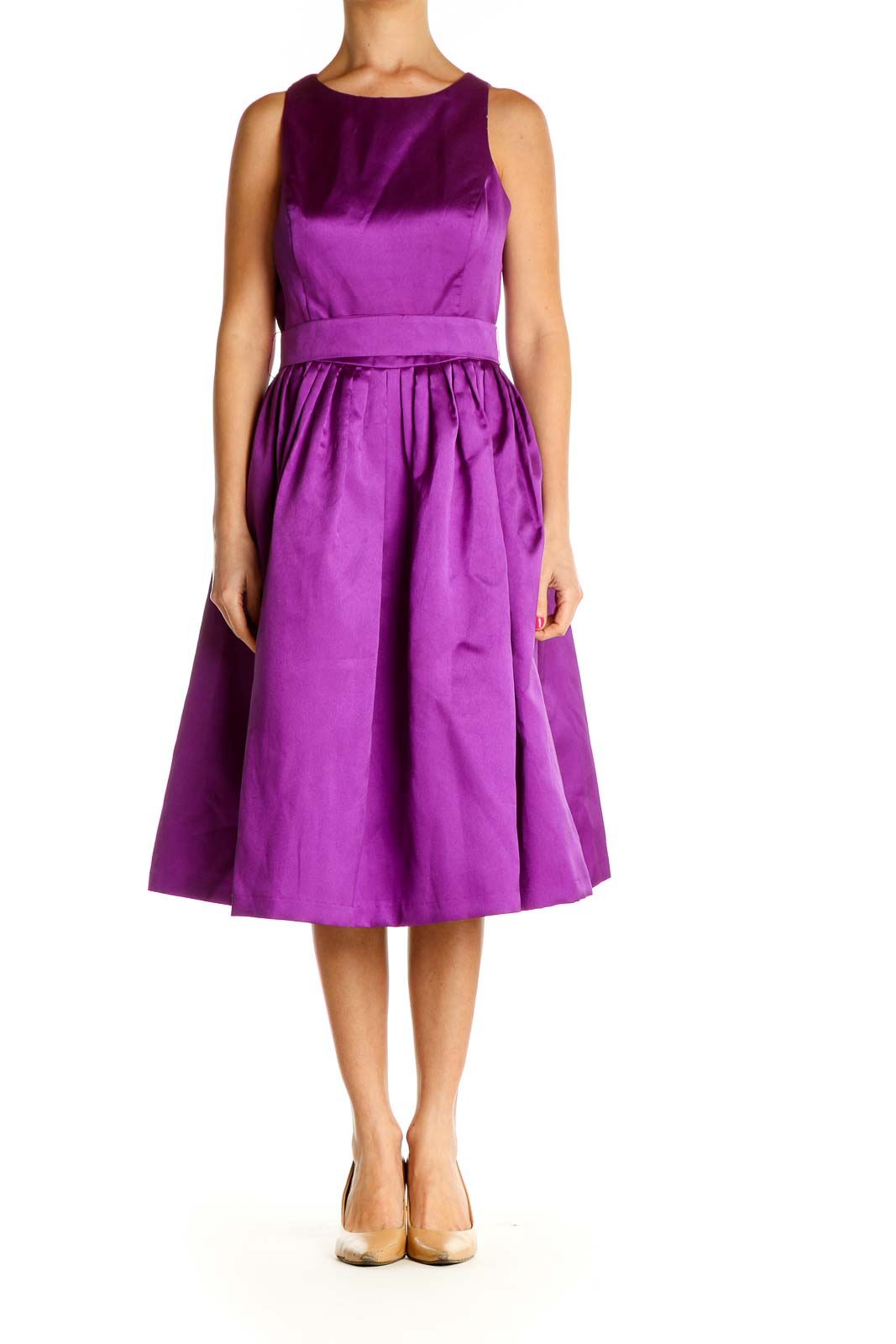 Purple Solid Day Fit & Flare Dress