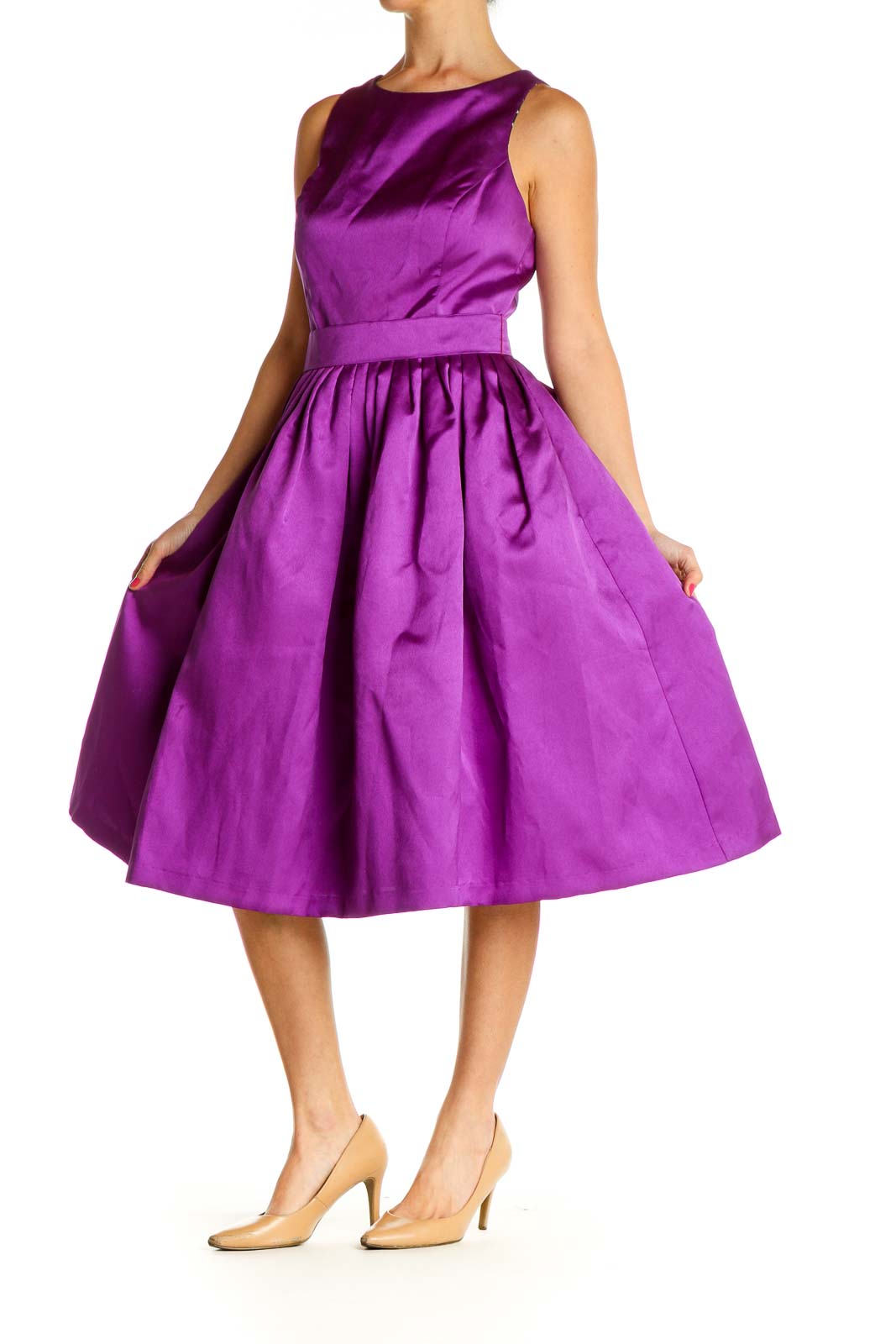 Purple Solid Day Fit & Flare Dress