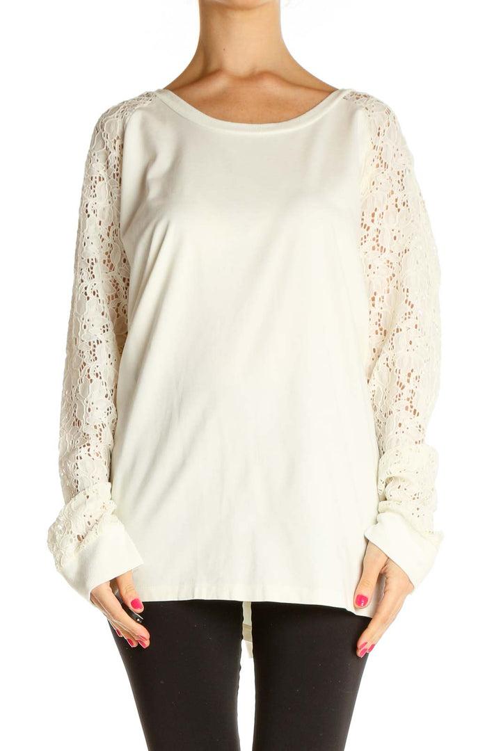 Beige Lace Retro Blouse