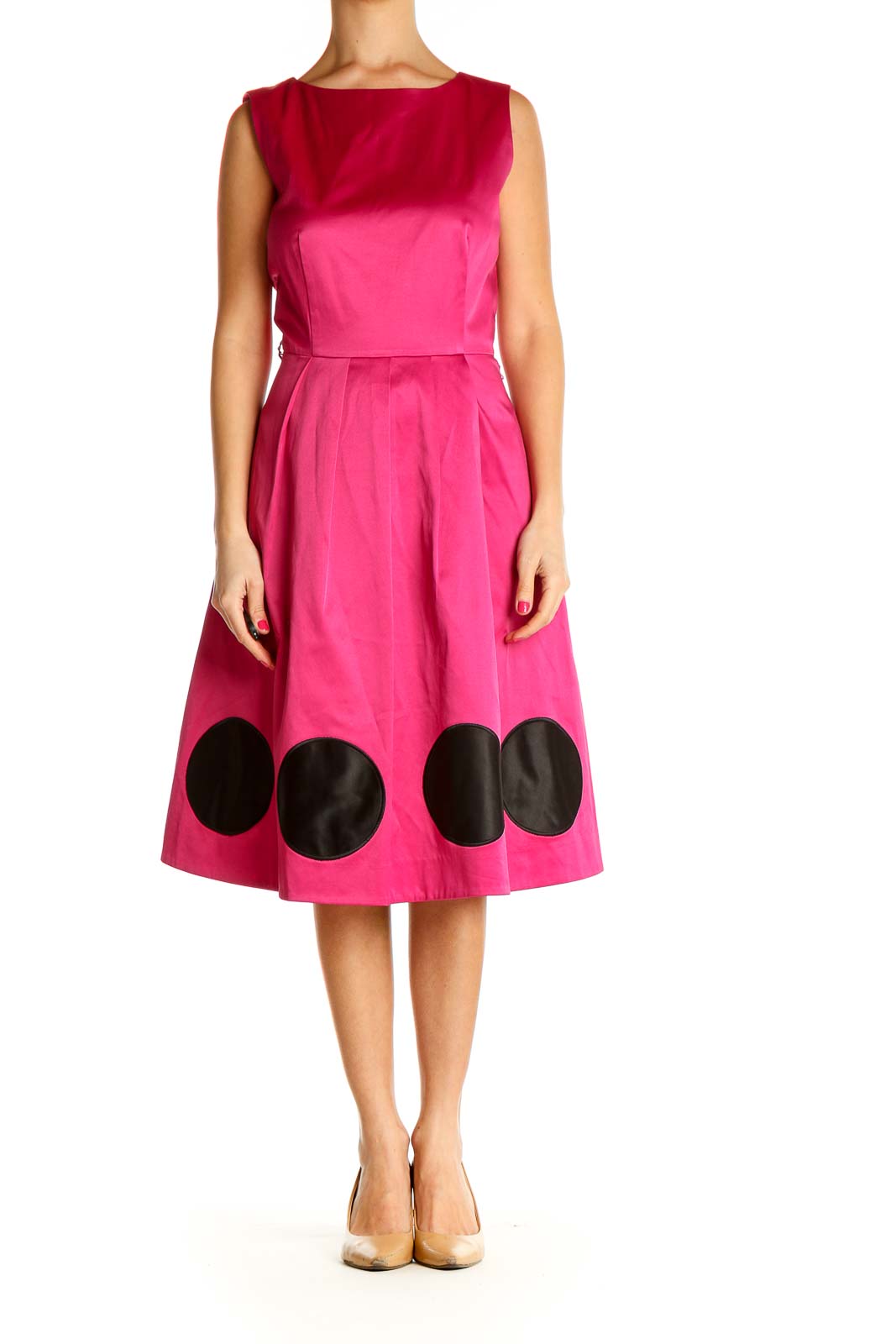 Pink Solid Day Fit & Flare Dress