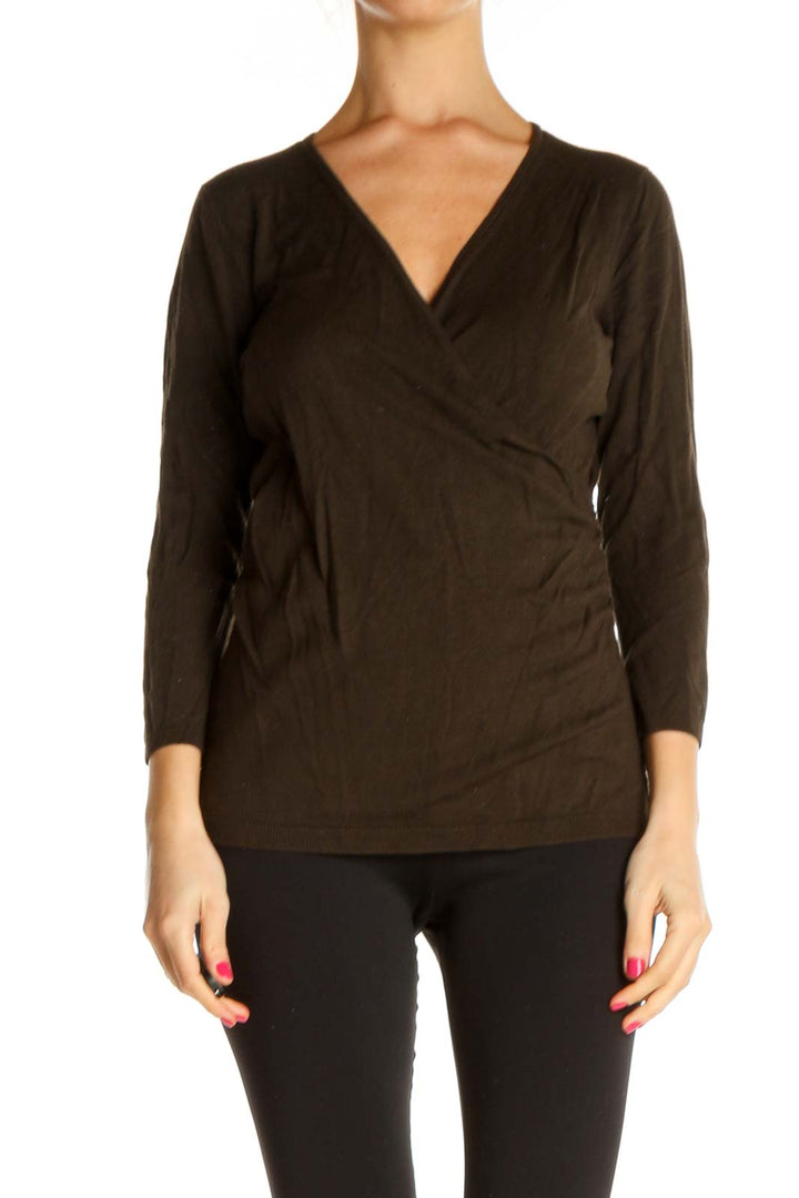 Brown Solid All Day Wear Blouse