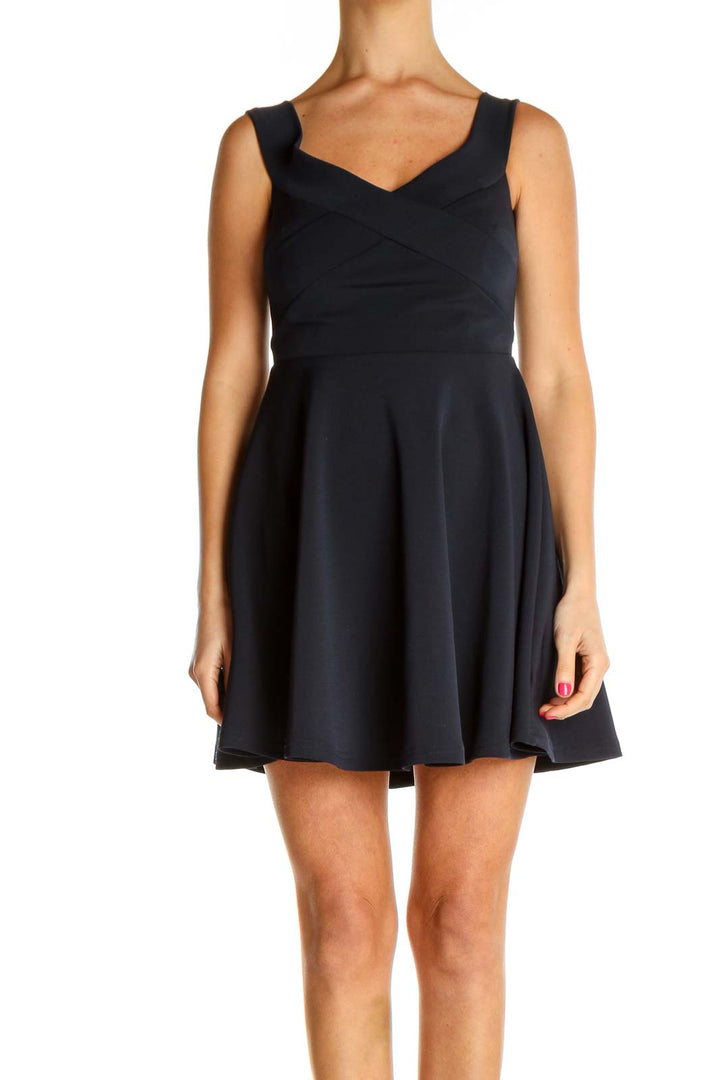 Black Solid Day Fit & Flare Dress