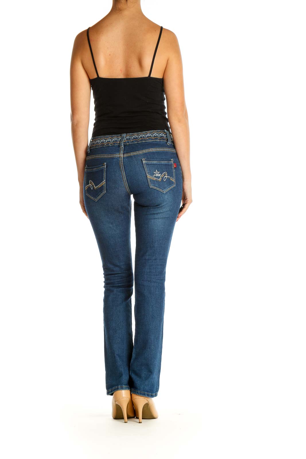 Blue Straight Leg Jeans