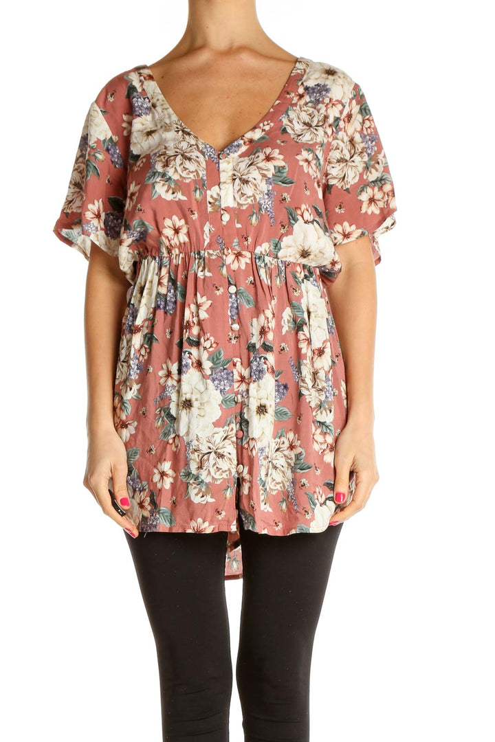 Pink Floral Print All Day Wear Blouse