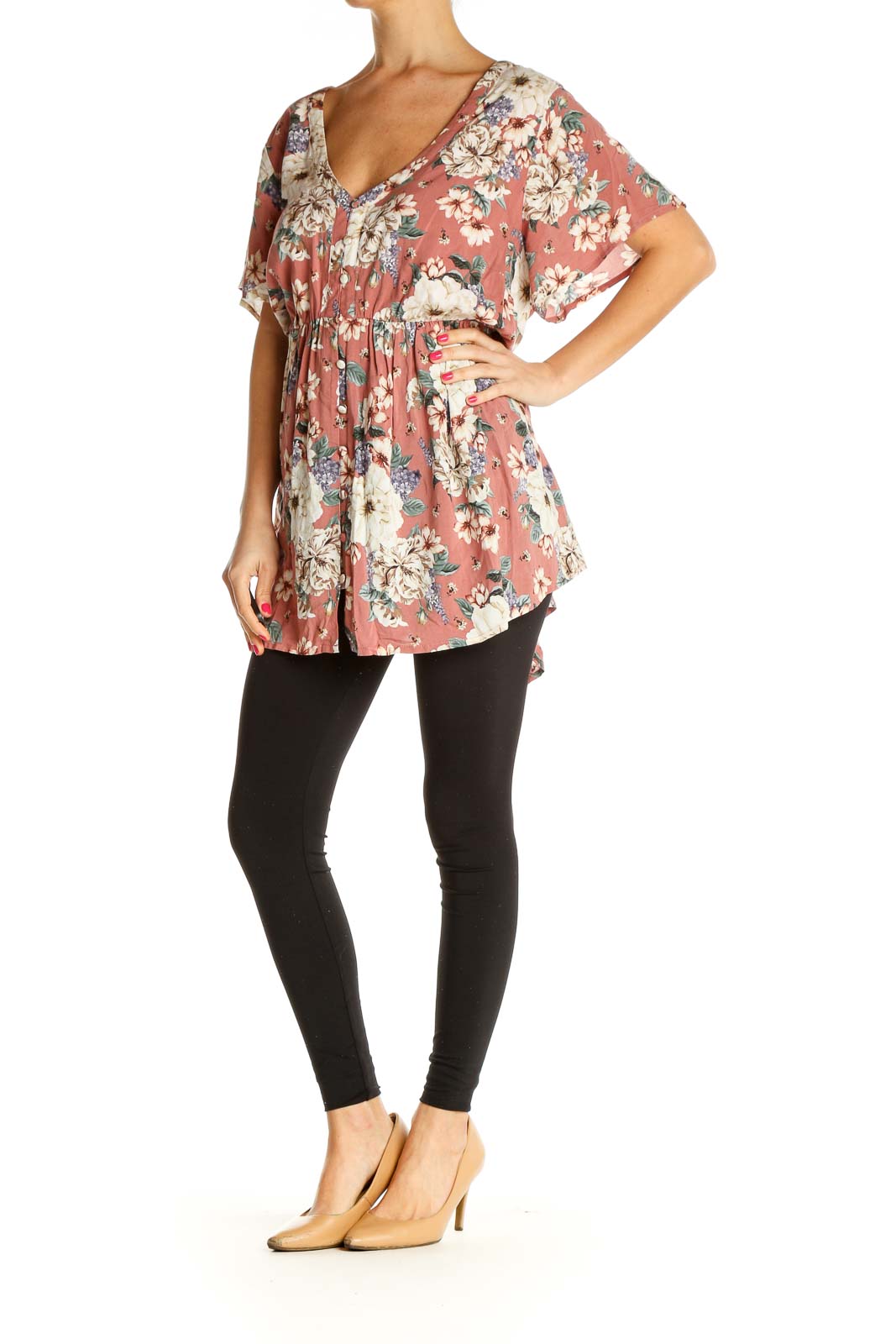 Pink Floral Print All Day Wear Blouse