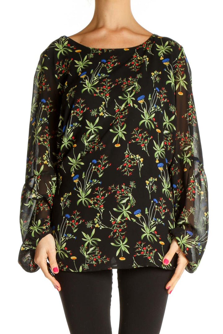 Black Floral Print All Day Wear Blouse