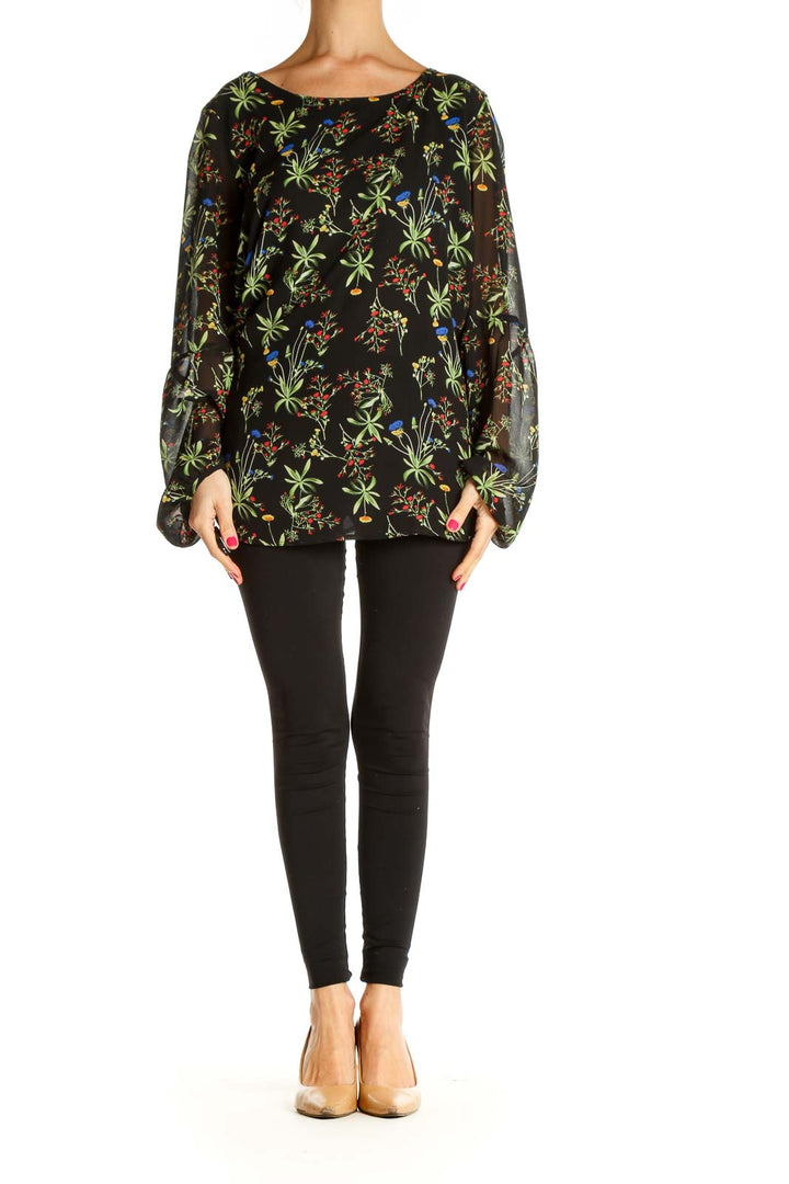 Black Floral Print All Day Wear Blouse