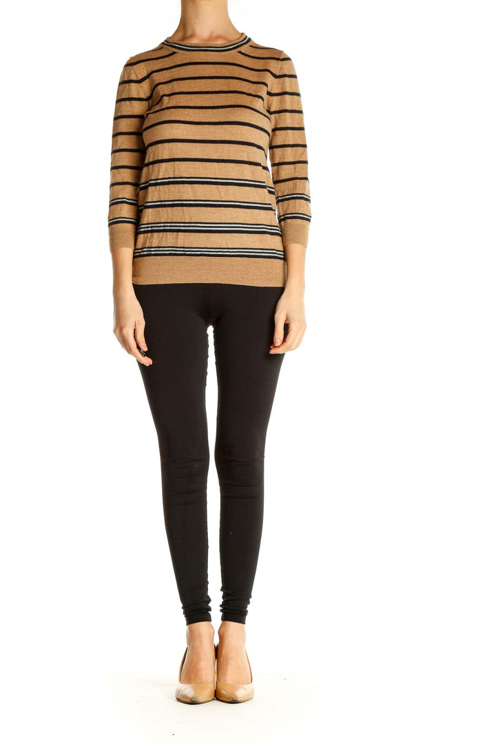 Brown Striped All Day Wear Sweater