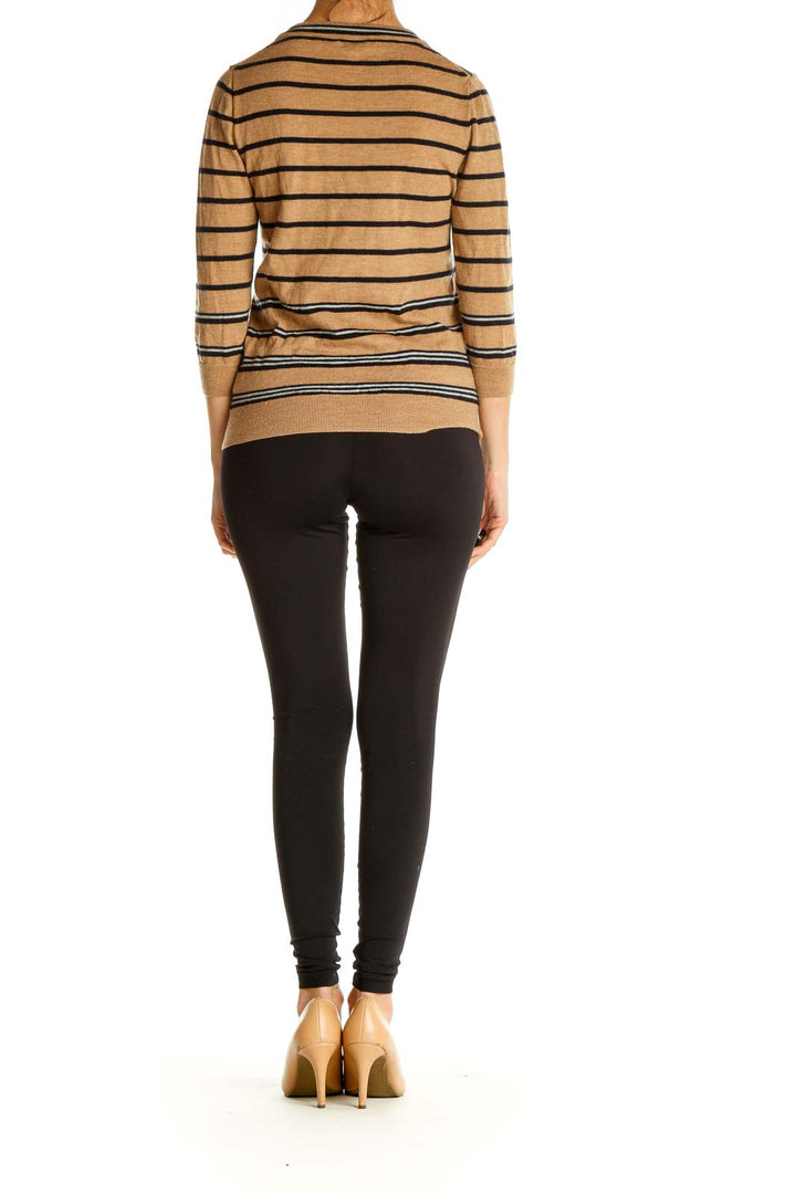 Brown Striped All Day Wear Sweater