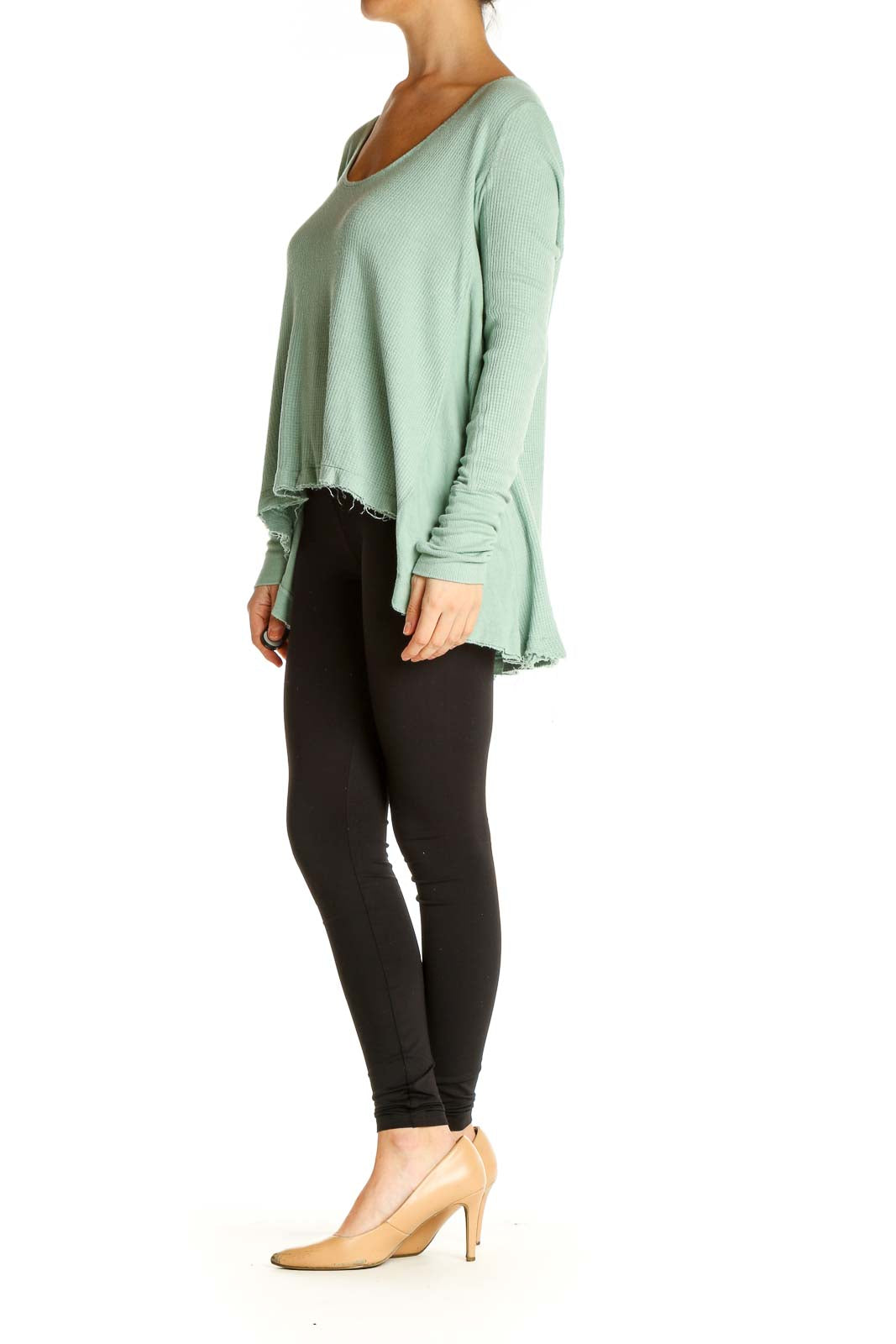 Green Solid Casual Sweater