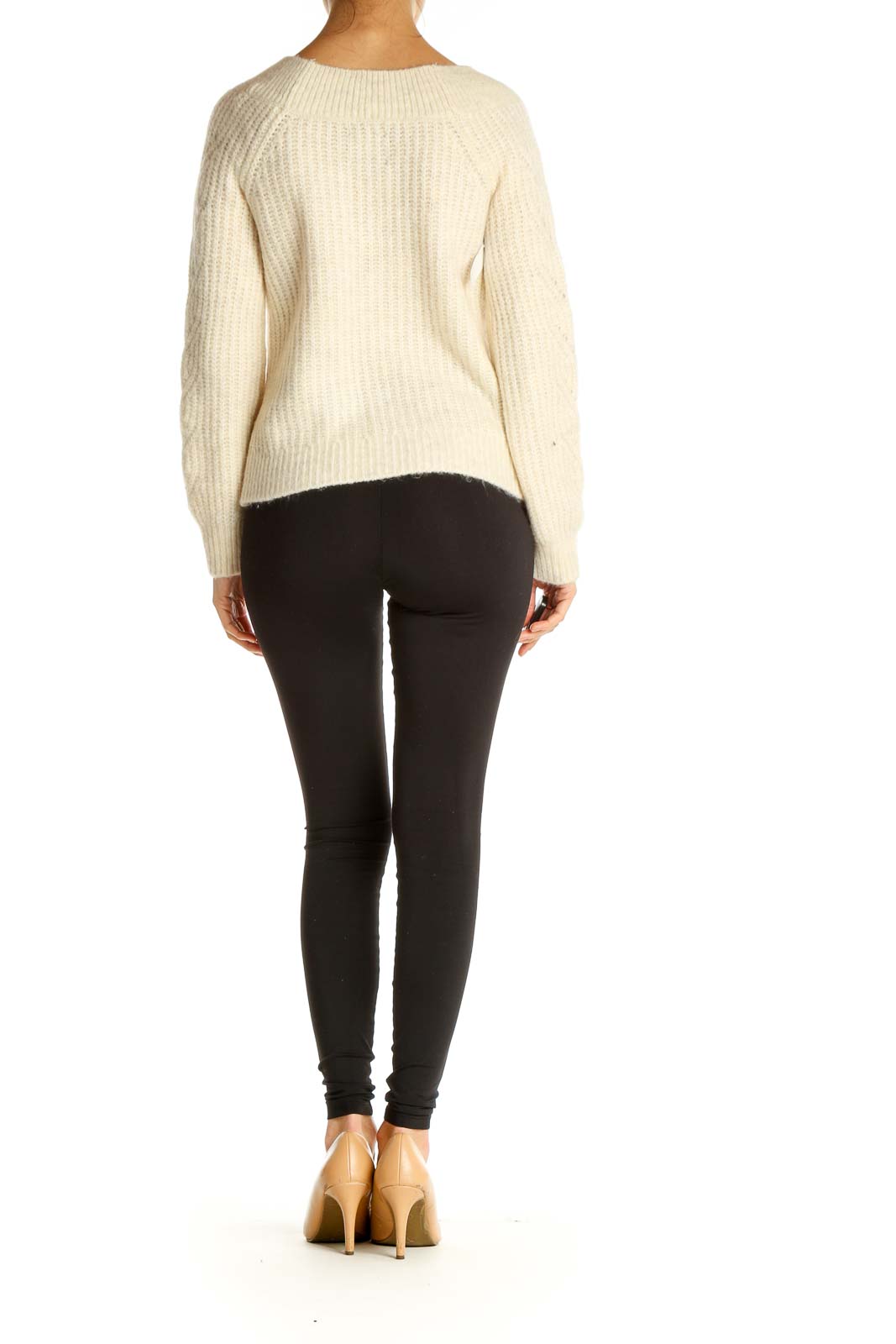 Beige Textured All Day Wear Sweater