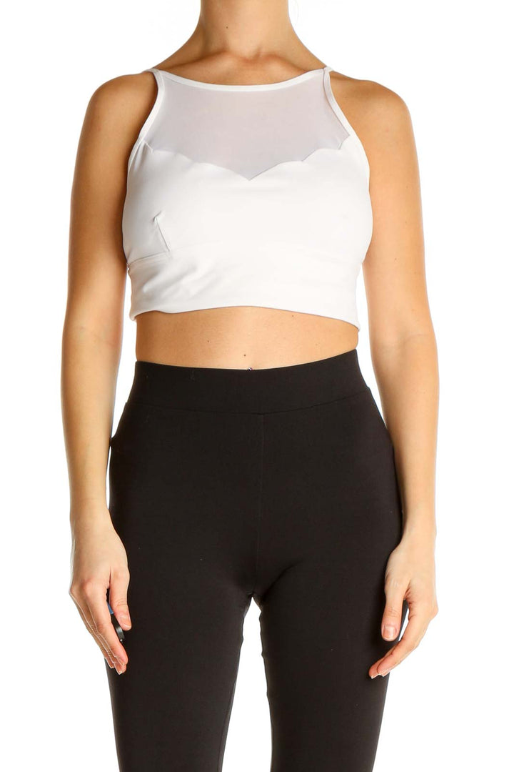 White Solid Activewear Top