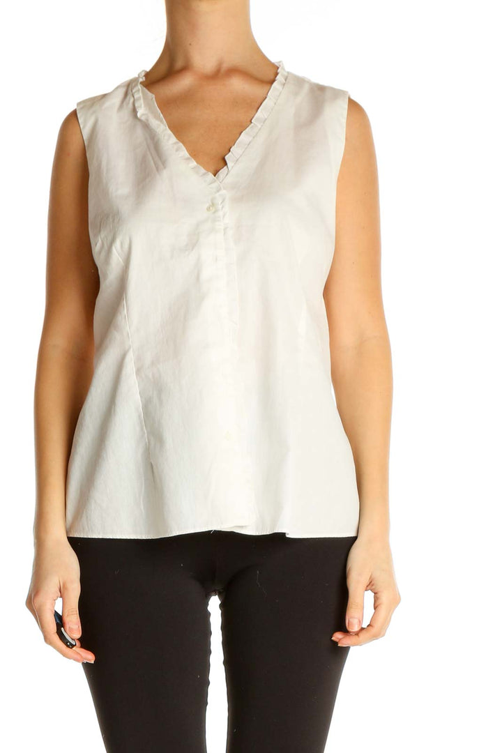 White Solid Brunch Blouse