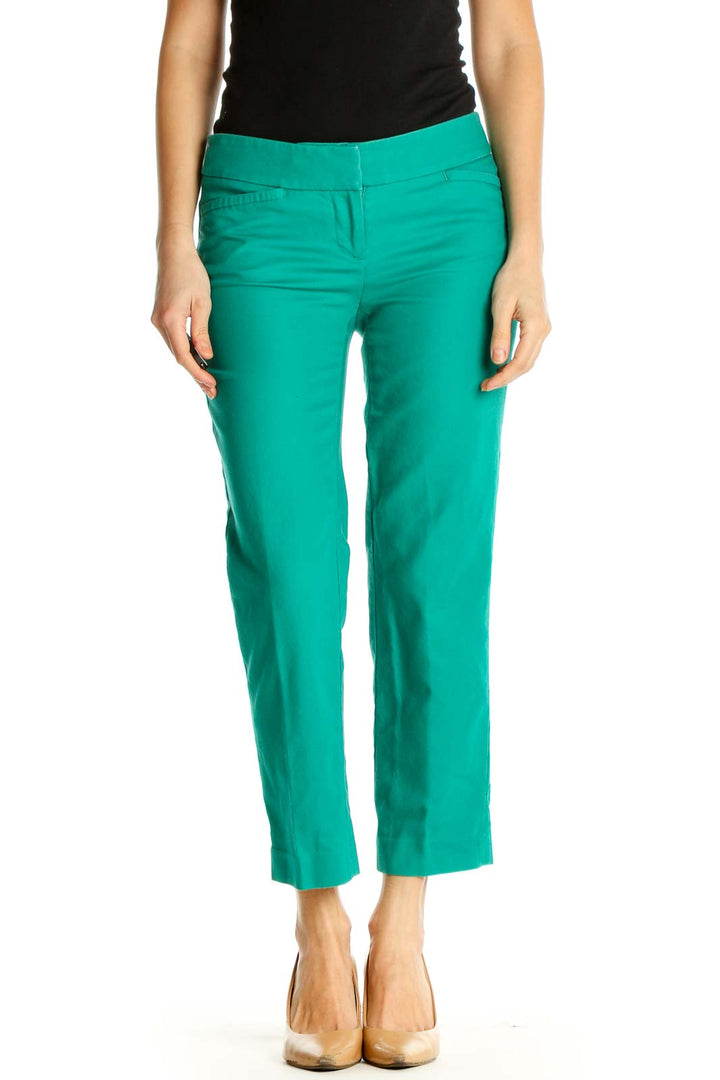 Green Solid Casual Trousers