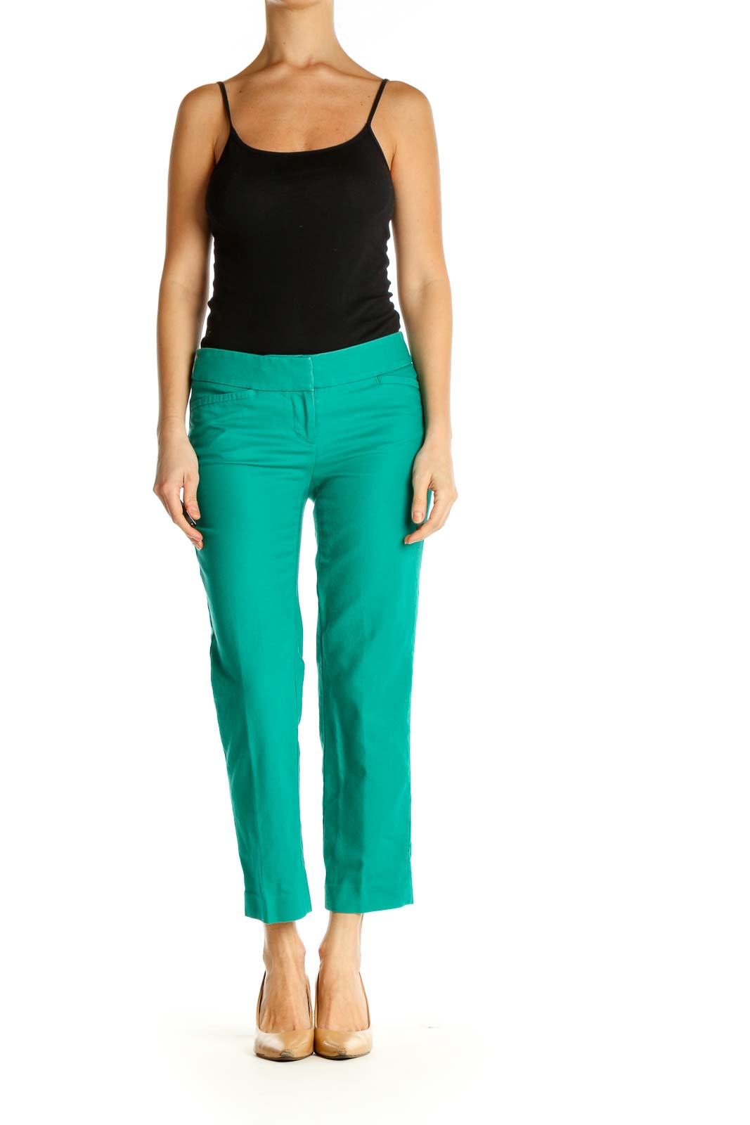 Green Solid Casual Trousers