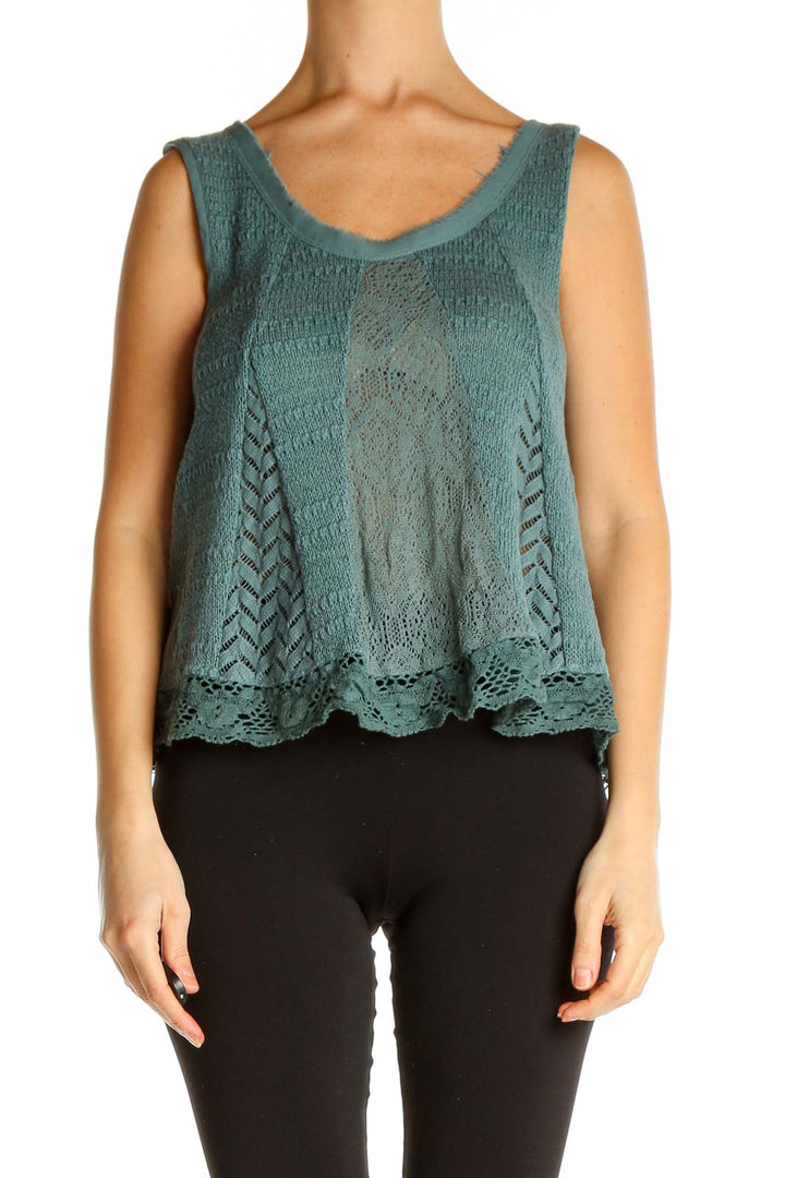 Green Lace Bohemian Tank Top