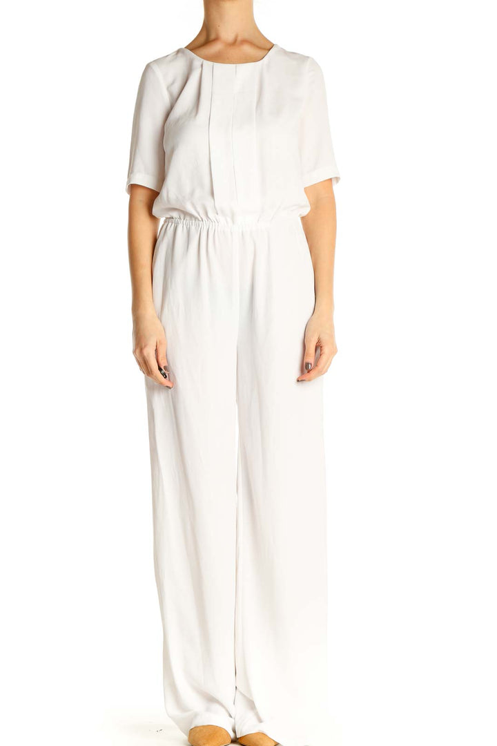 White Solid Jumpsuit