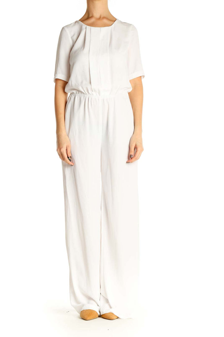 White Solid Jumpsuit