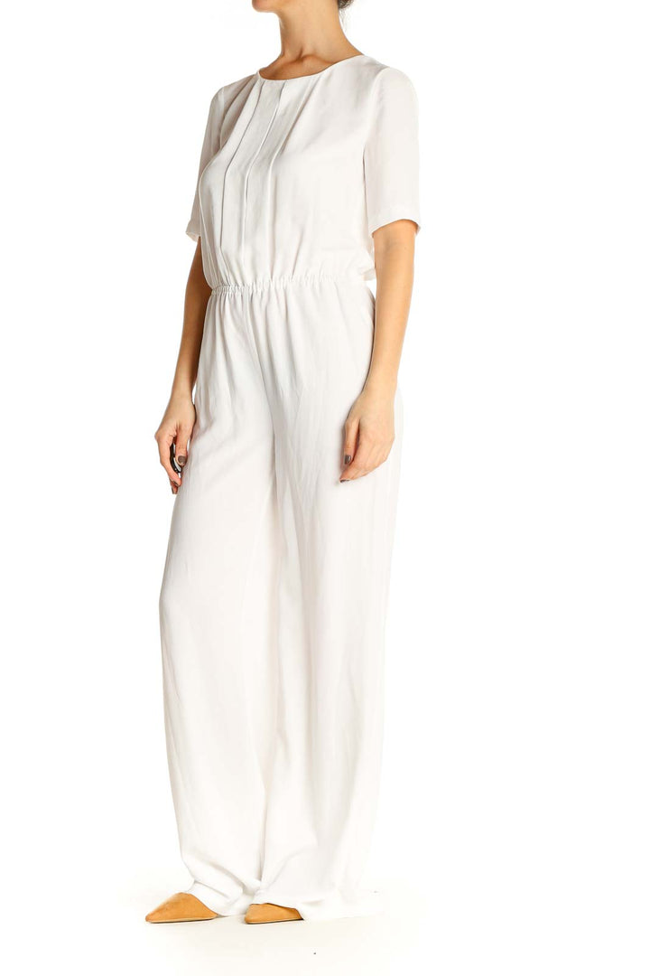 White Solid Jumpsuit