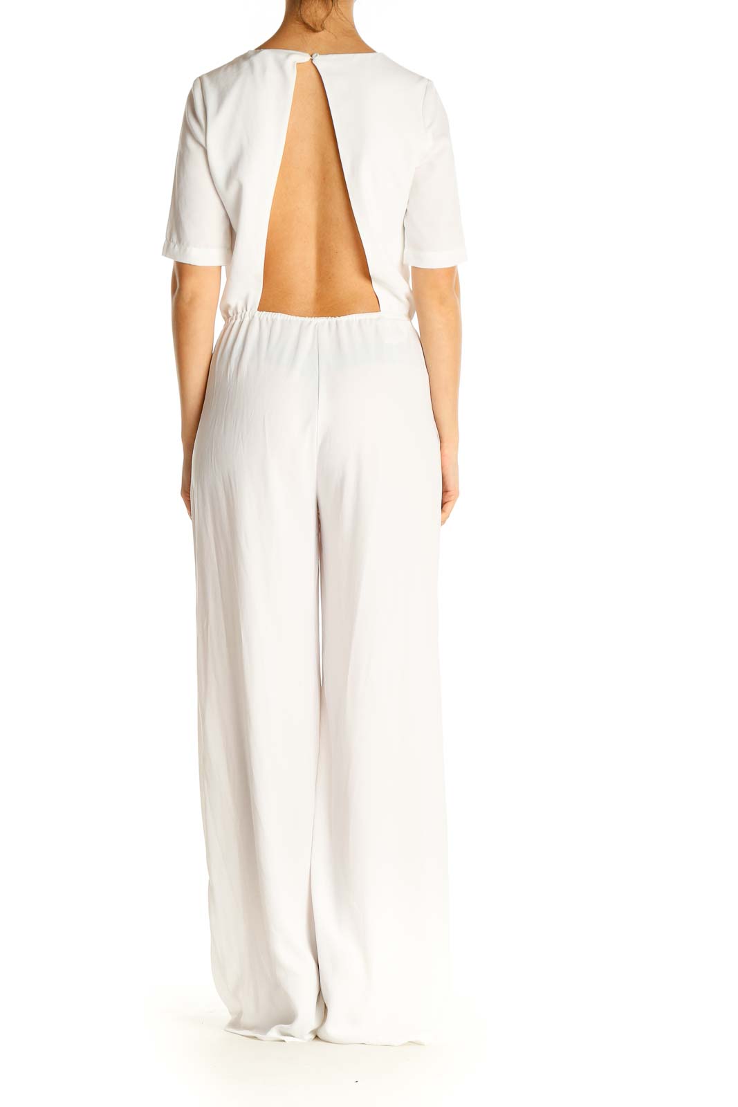 White Solid Jumpsuit