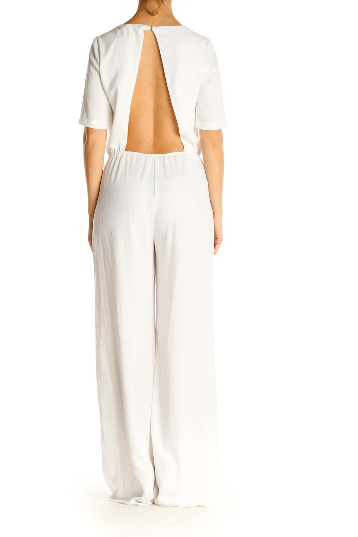 White Solid Jumpsuit