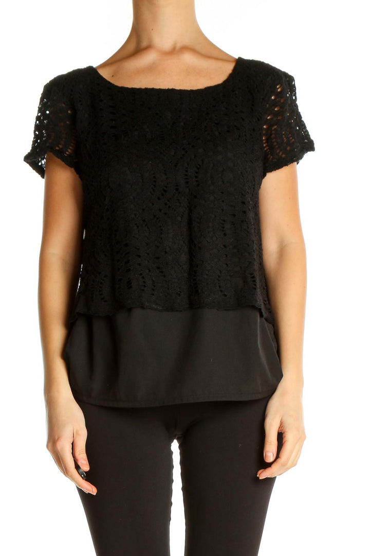 Black Textured All Day Wear Blouse