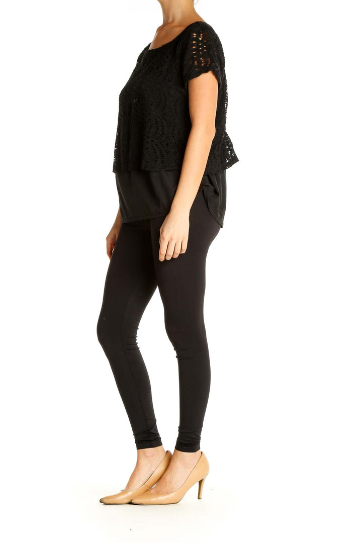 Black Textured All Day Wear Blouse