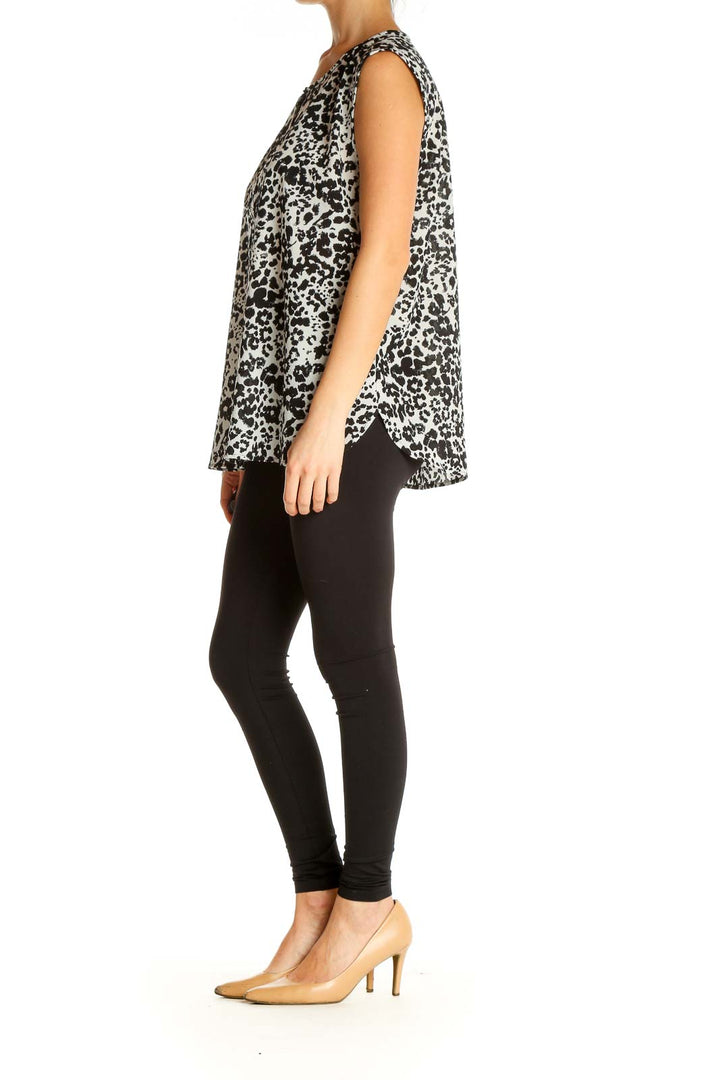 Gray Animal Print All Day Wear Blouse