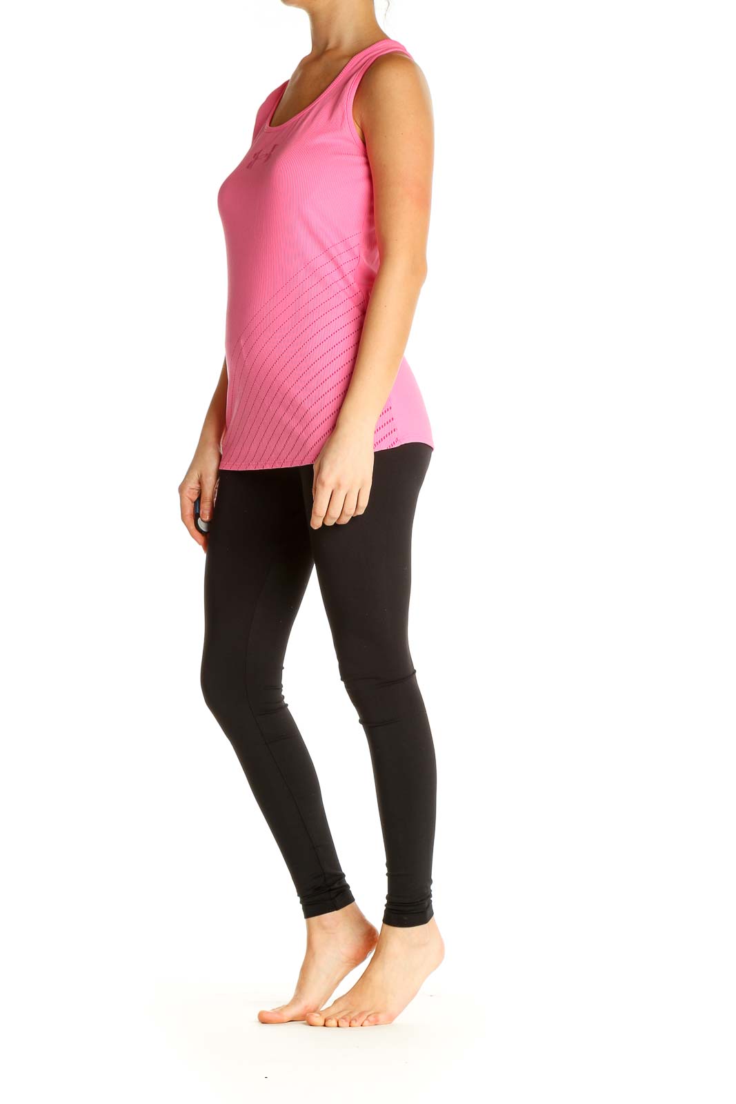 Pink Solid Casual Tank Top