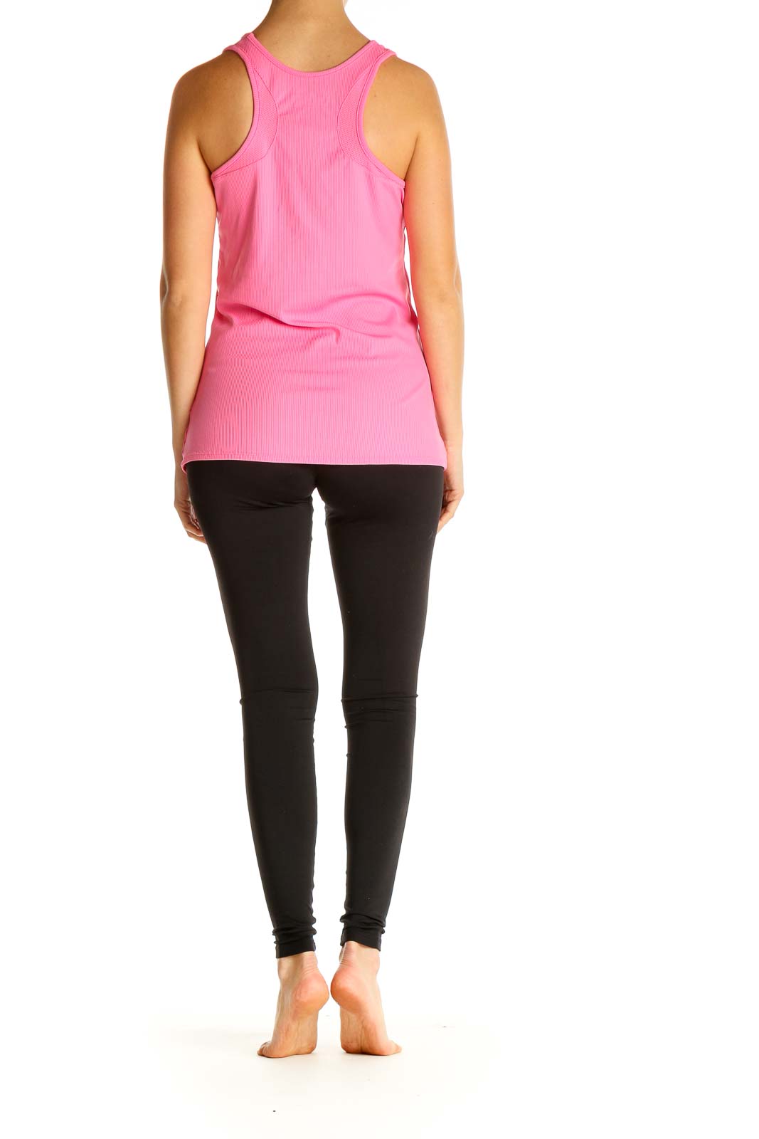 Pink Solid Casual Tank Top